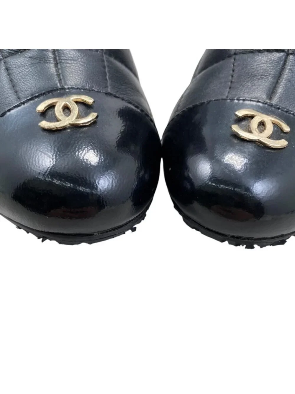 Chanel Boots CC Logo Short Quilted Leather Black